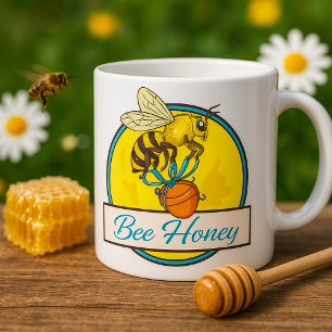 Bee With Honey Jar Vintage Beekeeper Coffee Mug
