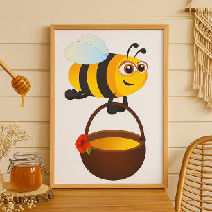 Bee With Honey Poster