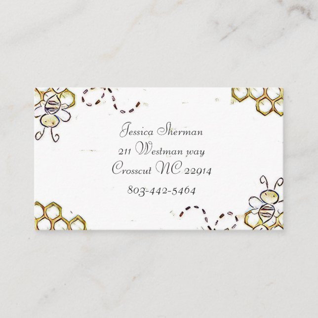 bee with honeycomb business card (Front)