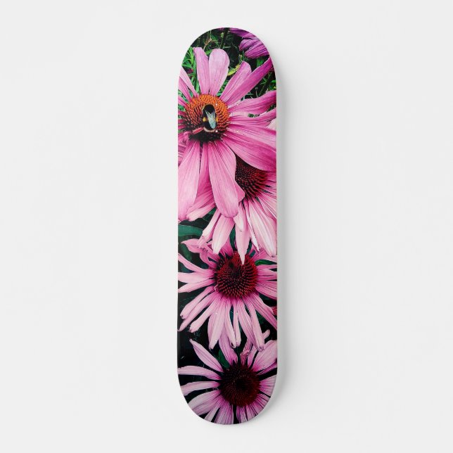 Bee , with pink flowers  skateboard (Front)