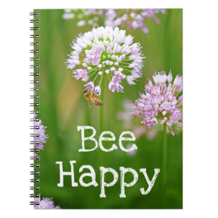 Bee with Purple Allium Garden Flower Motivational Notebook