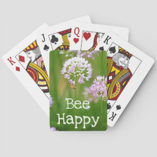 Bee with Purple Allium Garden Flower Motivational Playing Cards