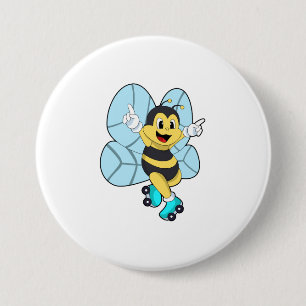 Bee with Roller skates 3 Inch Round Button