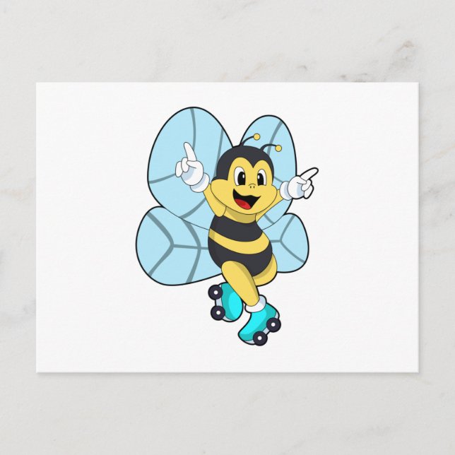 Bee with Roller skates Postcard (Front)