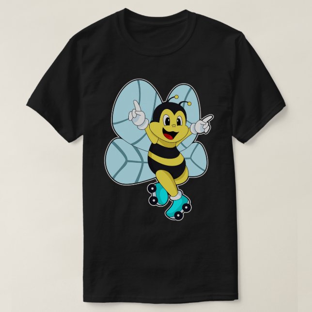 Bee with Roller skates T-Shirt (Design Front)