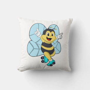 Bee with Roller skates Throw Pillow