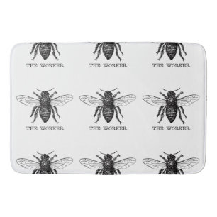 Bee Worker Honey Black Bumblebee Bath Mat
