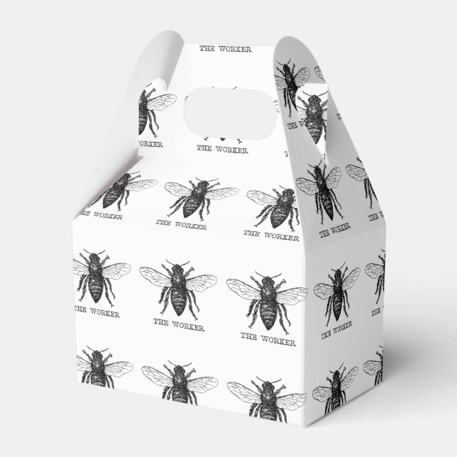 Bee Worker Honey Black Bumblebee Favor Box (Front Side)