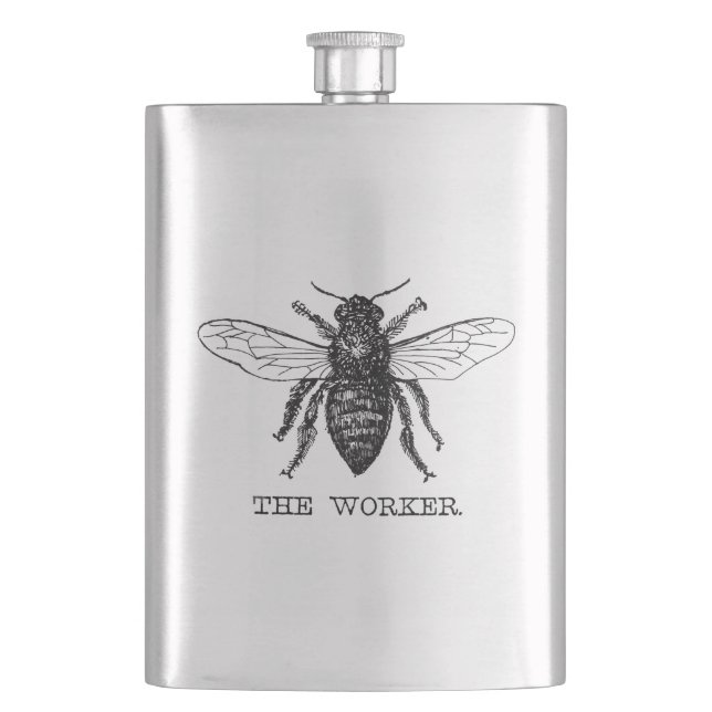 Bee Worker Honey Black Bumblebee Hip Flask (Front)