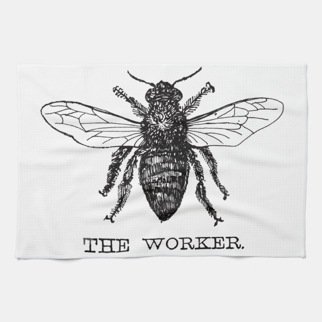 Bee Worker Honey Black Bumblebee Kitchen Towel (Horizontal)