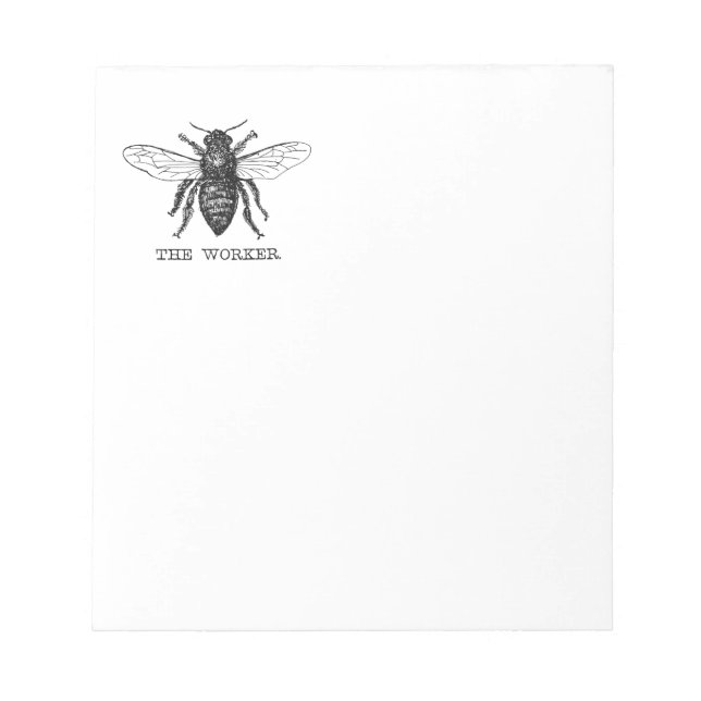 Bee Worker Honey Black Bumblebee Notepad (Front)