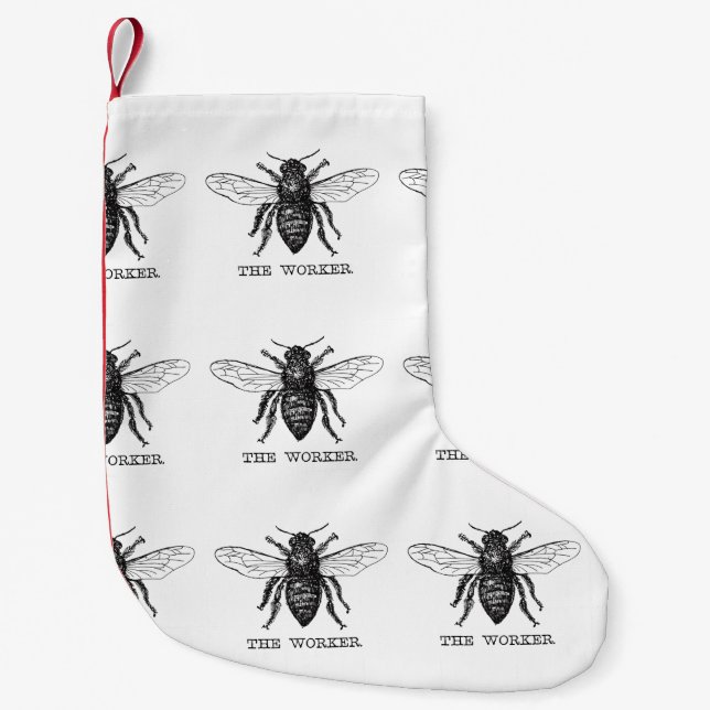 Bee Worker Honey Black Bumblebee Small Christmas Stocking (Front)