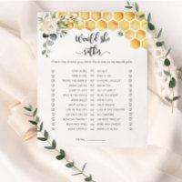 Bee would she rather bridal shower game