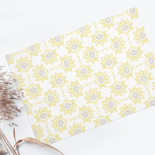 Bee Yellow and Grey Geometric Custom Tissue Paper (Creator Uploaded)