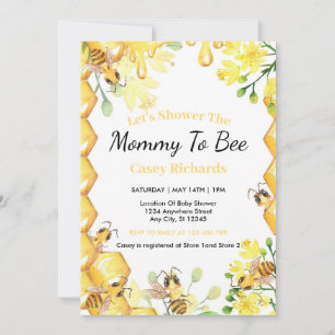 Bee Yellow Mommy To Bee Baby Shower  Invitation
