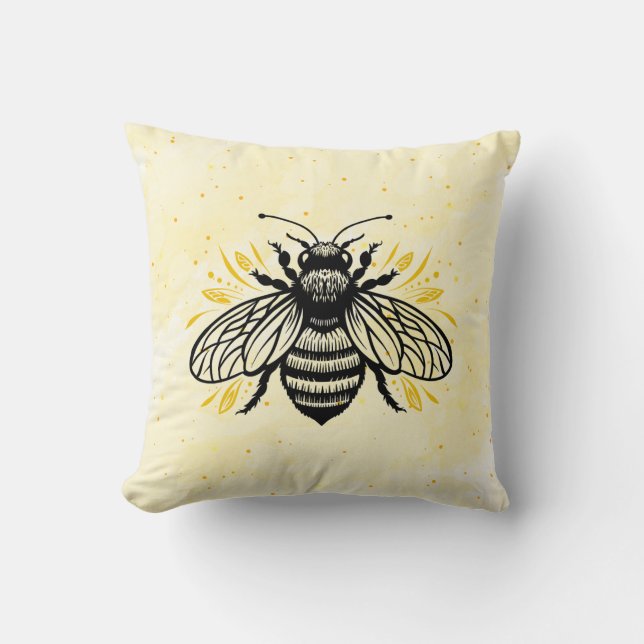 Bee-yond Beautiful Throw Pillow (Front)
