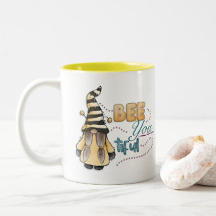Bee You-tiful Whimsical Watercolor Gnome Gonk Two-Tone Coffee Mug