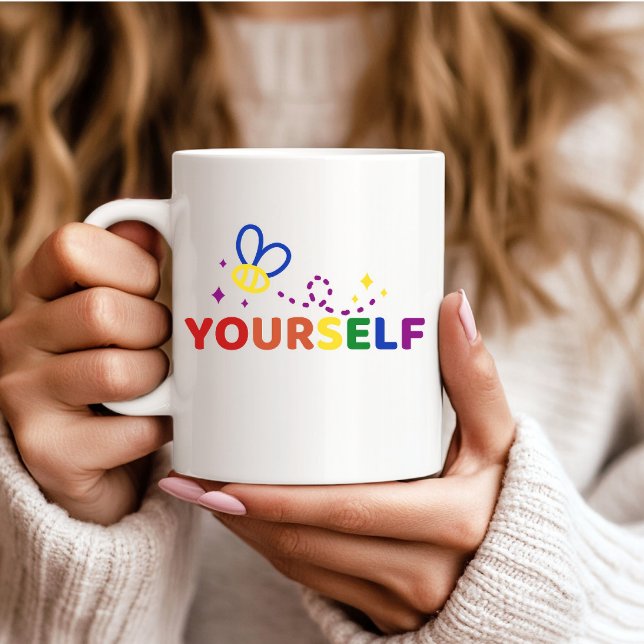 Bee Yourself Rainbow Pride Cute Bumblebee Coffee Mug (Creator Uploaded)