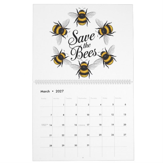 Bee yourself save the bees funny animal insect calendar (Mar 2027)