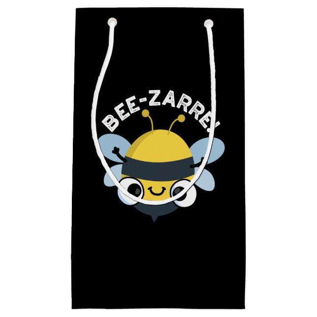 Bee-zarre Funny Bizarre Bee Pun Dark BG Small Gift Bag (Front)