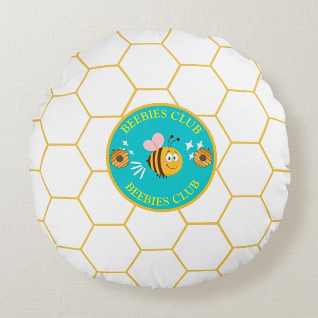 BEEBIES CLUB | Funny Personalized Template  Round Pillow (Front)