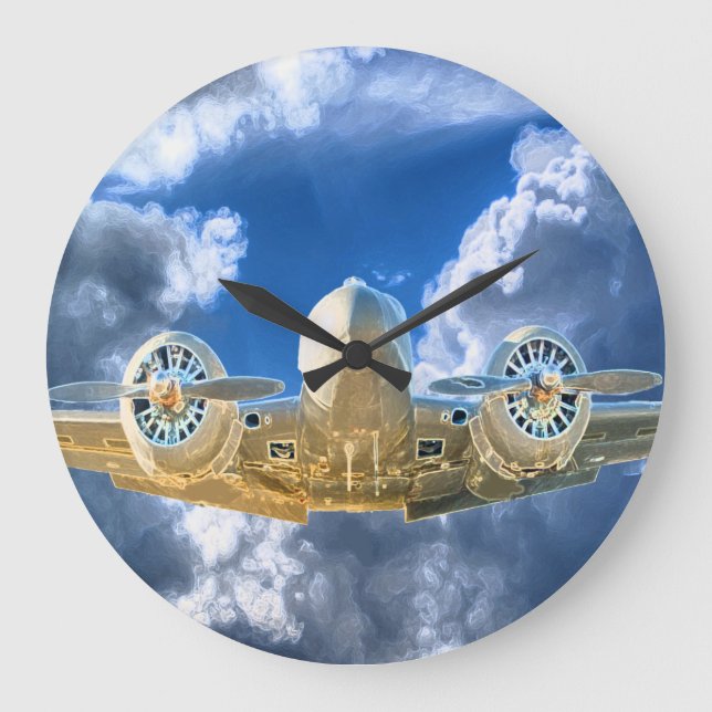 Beech 18 Flying High Design Large Clock (Front)