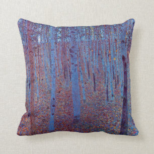 Beech Forest by Gustav Klimt Throw Pillow