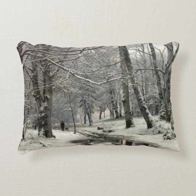 Beech Forest, Winter by Anders Andersen-Lundby Accent Pillow (Front)