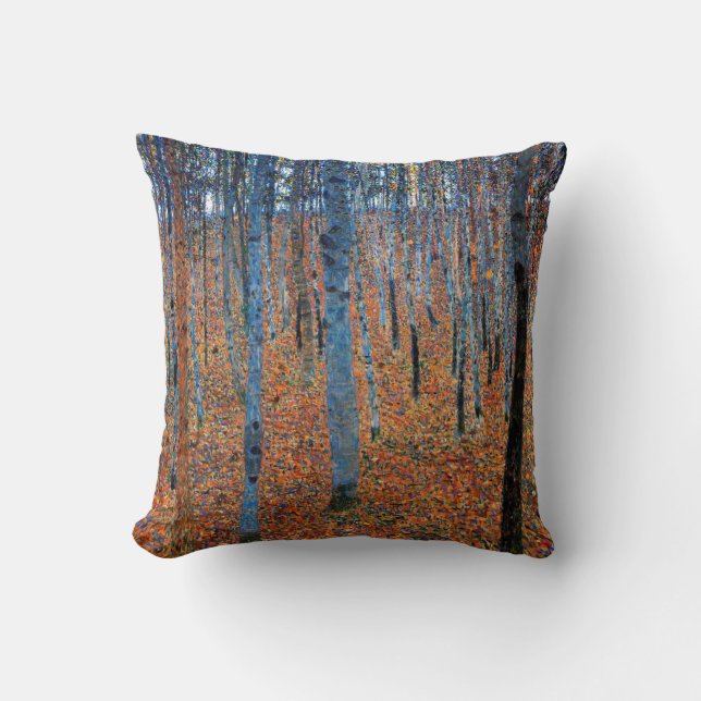 Beech Grove, Gustav Klimt Throw Pillow (Front)