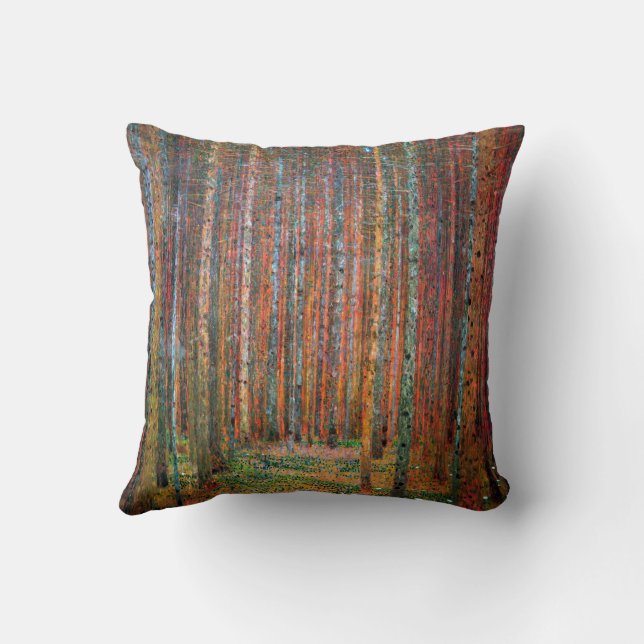 Beech Grove I | Gustav Klimt | Throw Pillow (Back)