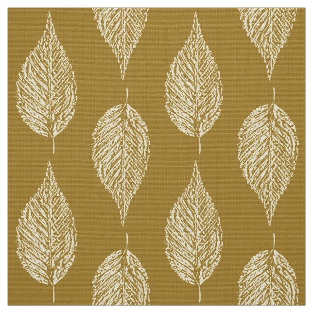 Beech Leaf Chalk Print, Mustard Yellow / Gold Fabric (Swatch)