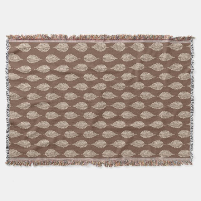 Beech Leaf Chalk Print, Taupe Tan and Cream Throw Blanket (Front)