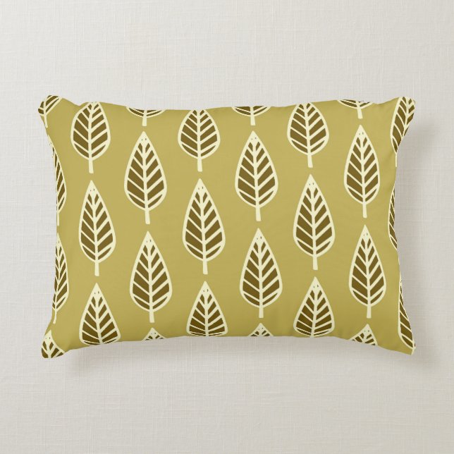 Beech leaf pattern - Camel tan and brown Decorative Pillow (Front)