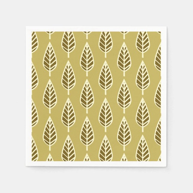 Beech leaf pattern - Camel tan and brown Napkin (Front)