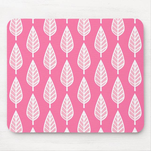 Beech leaf pattern - Florescent pink and white Mouse Pad (Front)