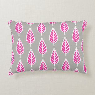 Beech leaf pattern - Fuchsia pink and silver Accent Pillow
