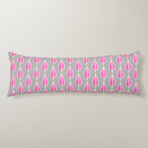 Beech leaf pattern - Fuchsia pink and silver Body Pillow