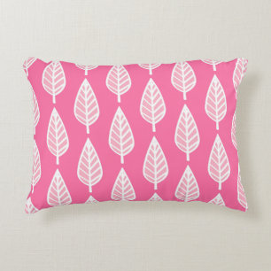 Beech leaf pattern - Hot pink and white Accent Pillow