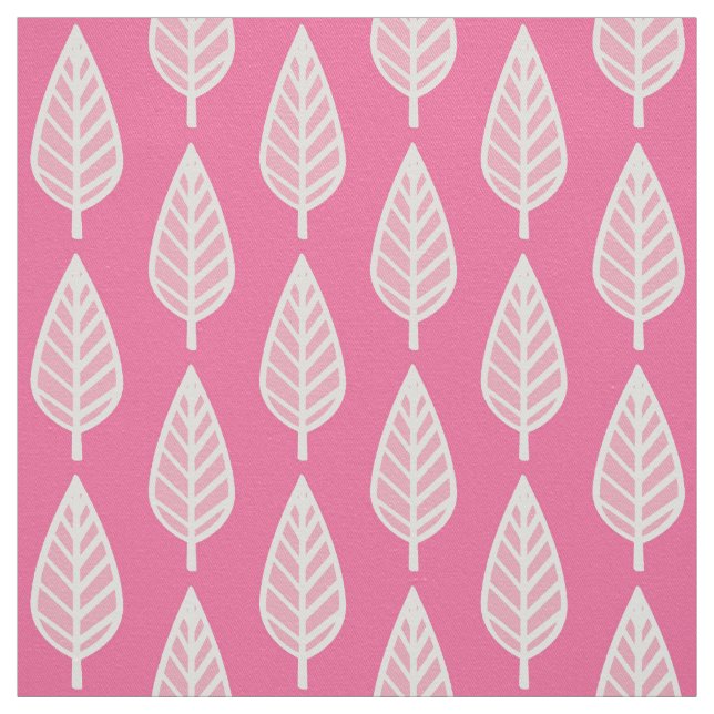 Beech leaf pattern - Hot pink and white Fabric (Swatch)