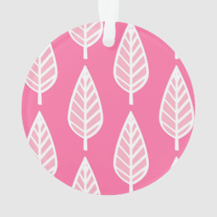 Beech leaf pattern - Hot pink and white Ornament