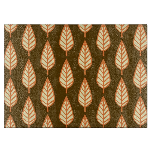 Beech leaf pattern - Orange and brown Cutting Board (Front)