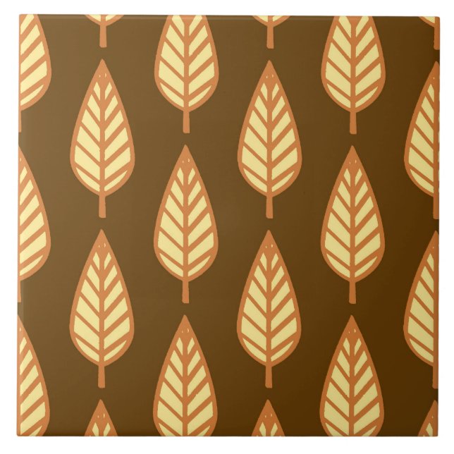 Beech leaf pattern - Orange and brown Tile (Front)