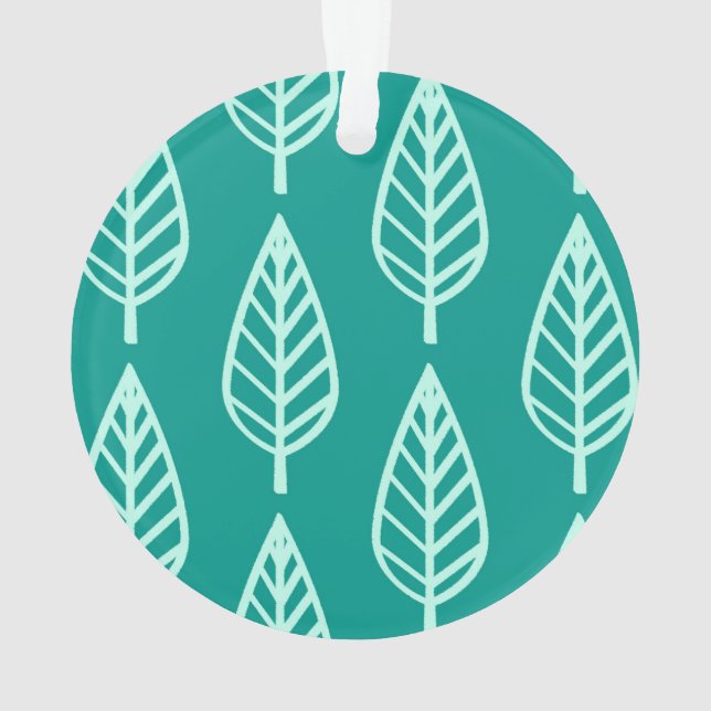 Beech leaf pattern - Peacock and aqua Ornament (Back)