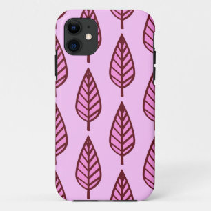 Beech leaf pattern - pink and bordeaux iPhone 11 case