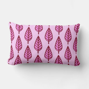 Beech leaf pattern - pink and burgundy lumbar pillow