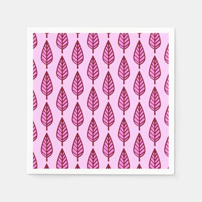 Beech leaf pattern - pink and burgundy napkin (Front)