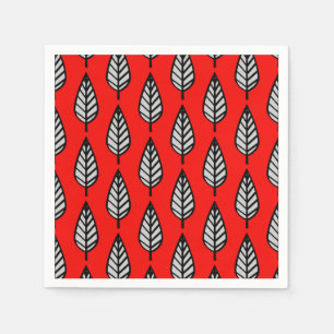 Beech leaf pattern - Red, black and grey / grey Napkin