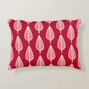 Beech leaf pattern - Ruby red and cream Accent Pillow