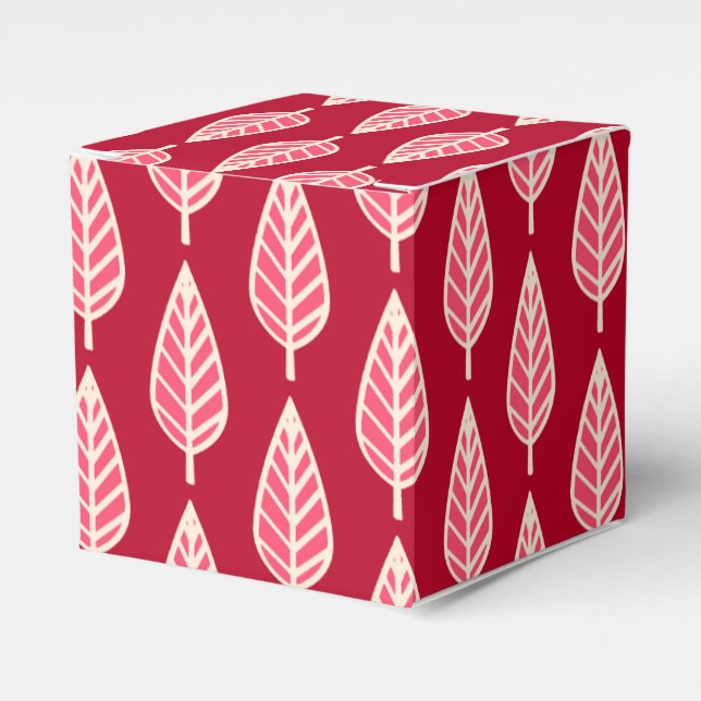 Beech leaf pattern - Ruby red and cream Favor Box (Front Side)