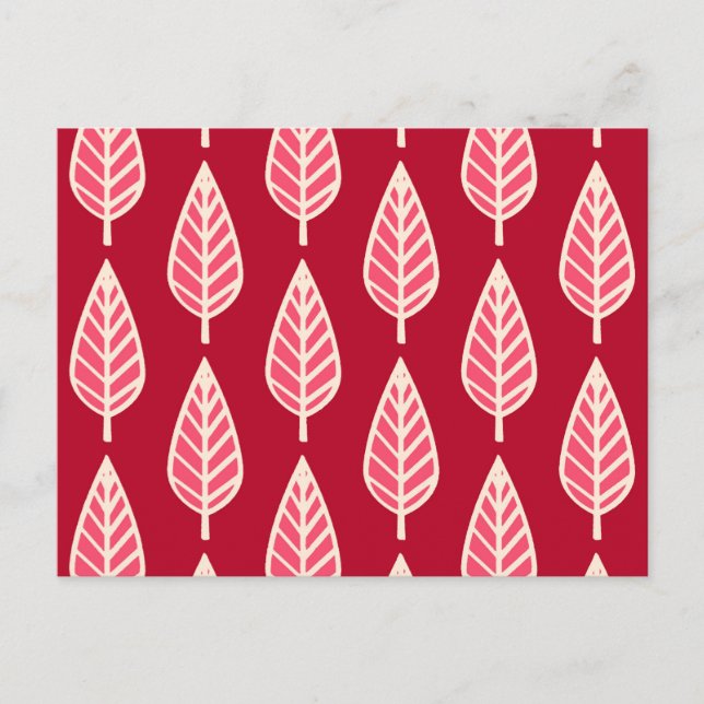 Beech leaf pattern - Ruby red and cream Postcard (Front)